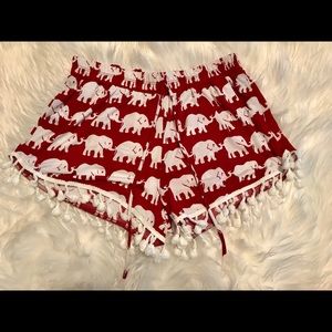 Red & white elephant shorts